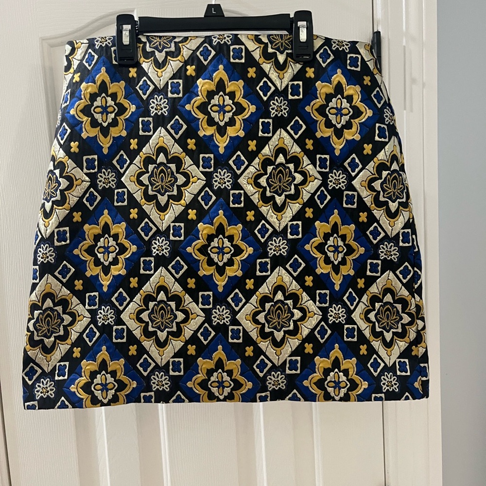 LOFT Metallic Gold & Blue Jacquard Mini Skirt ✨💙